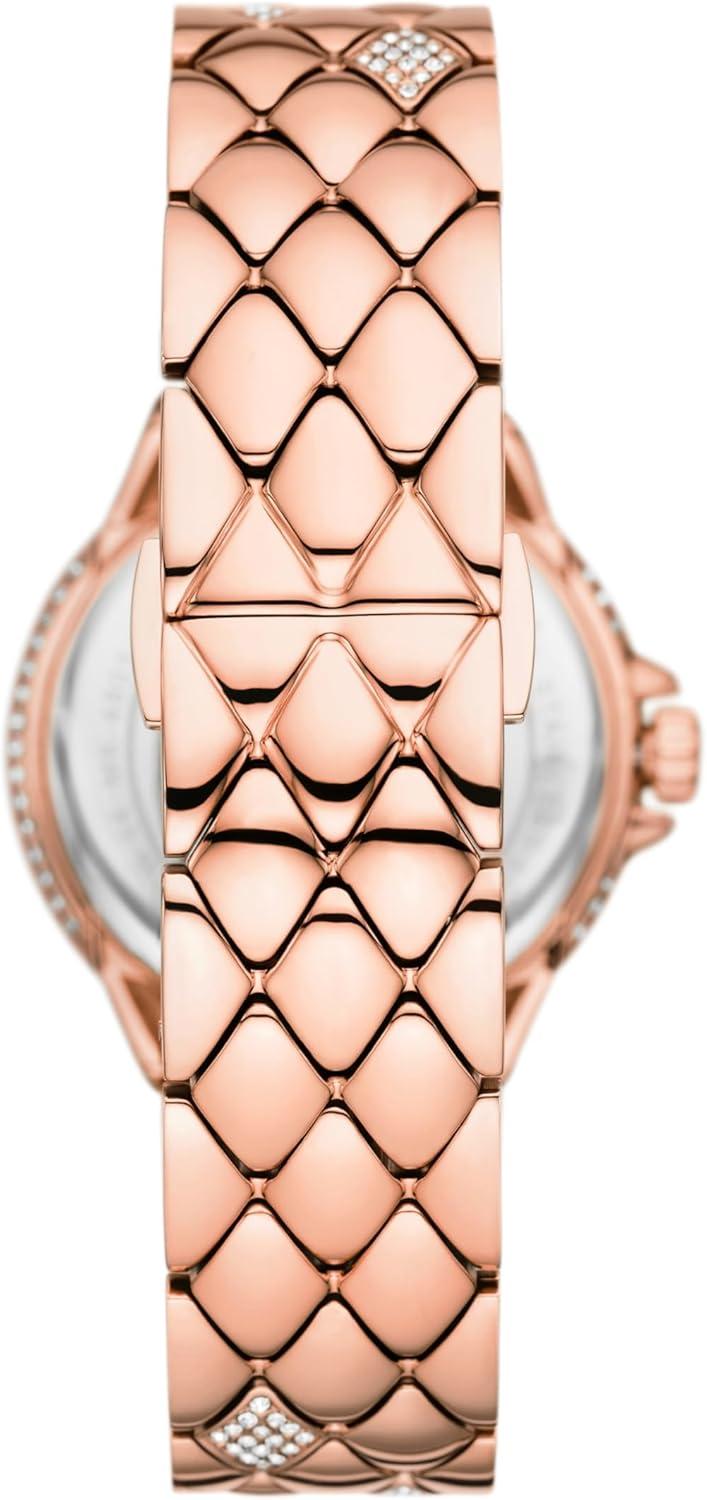 imageMichael Kors Mini Camille Womens Watch Stainless Steel Watch for Women with Steel or Leather BandRose Gold Pave Quilt