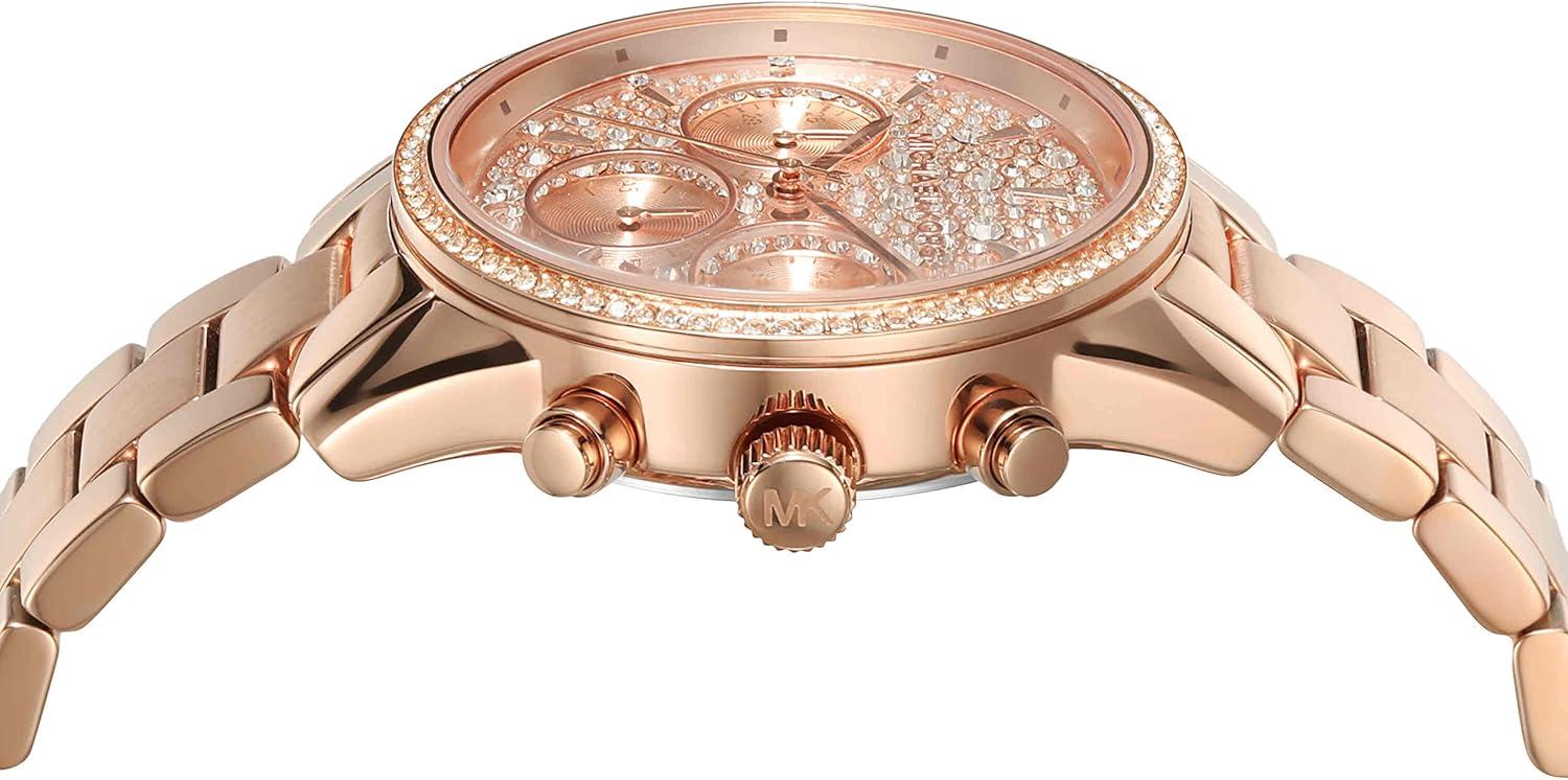 imageMichael Kors Ritz Womens Watch Stainless Steel and Pav Crystal Watch for WomenRose Glitz Dial