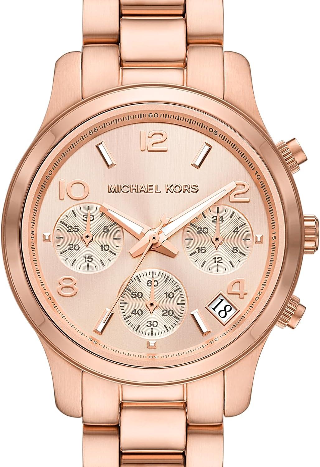 imageMichael Kors Runway Womens Watch Stainless Steel Watch for Women with Steel Ceramic or Silicone Band34MM Rose Gold