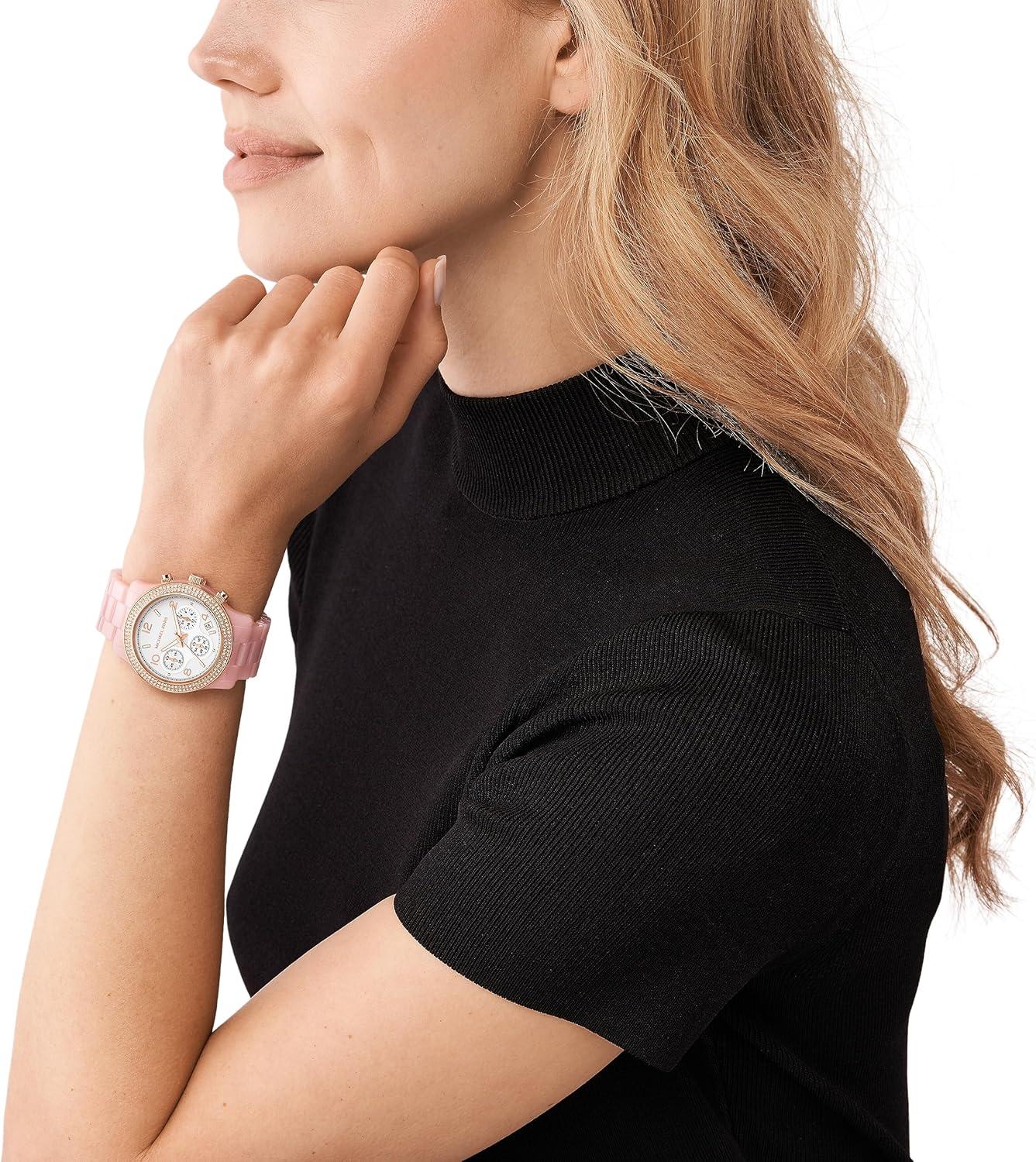 imageMichael Kors Runway Womens Watch Stainless Steel Watch for Women with Steel Ceramic or Silicone BandBlush Pink