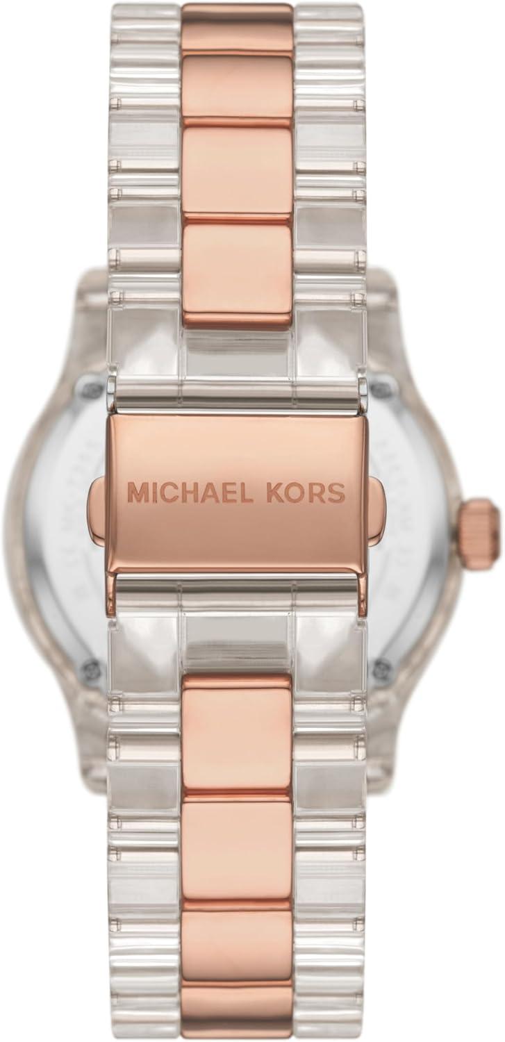 imageMichael Kors Runway Womens Watch Stainless Steel Watch for Women with Steel Ceramic or Silicone BandClear  Rose Gold