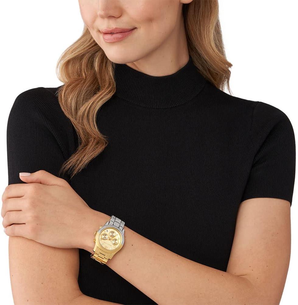 imageMichael Kors Runway Womens Watch Stainless Steel Watch for Women with Steel Ceramic or Silicone BandGold  Silver