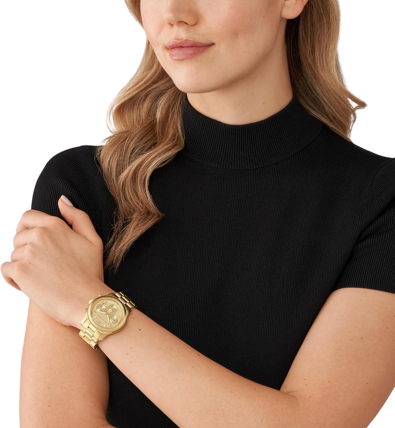 imageMichael Kors Runway Womens Watch Stainless Steel Watch for Women with Steel Ceramic or Silicone BandGold