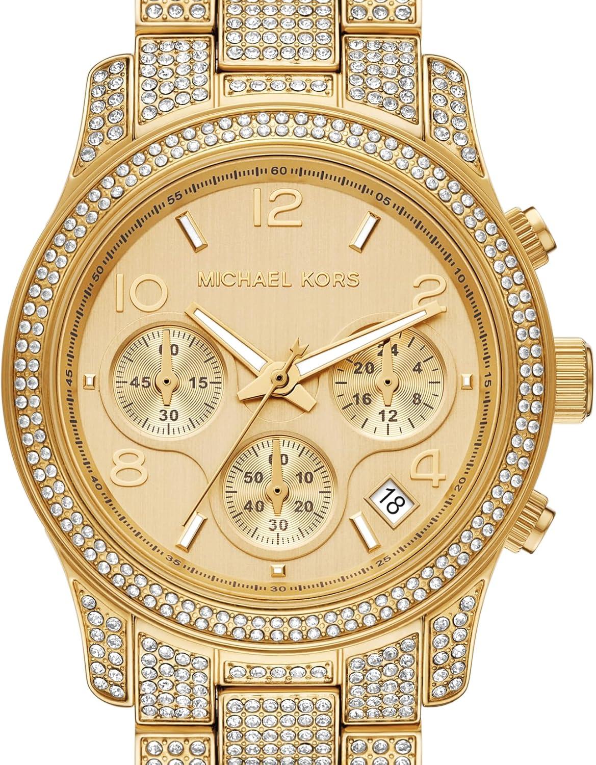 imageMichael Kors Runway Womens Watch Stainless Steel Watch for Women with Steel Ceramic or Silicone BandGold Pav