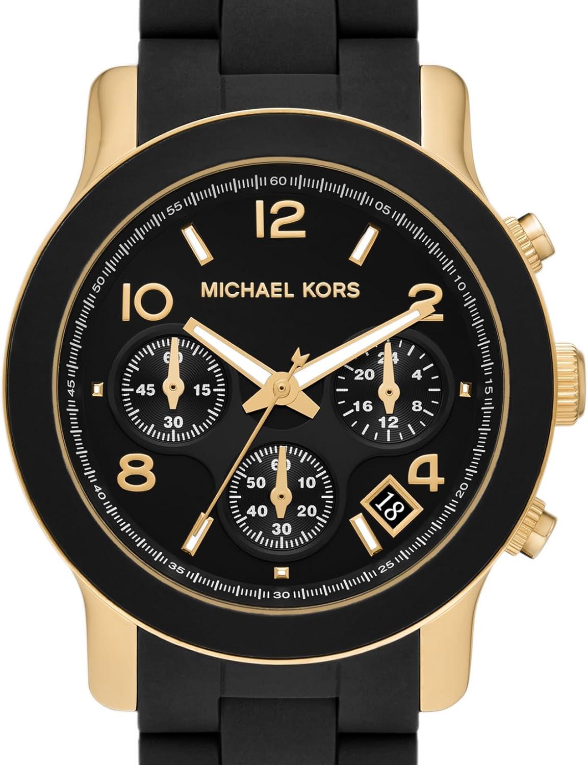 imageMichael Kors Runway Womens Watch Stainless Steel Watch for Women with Steel Ceramic or Silicone BandGoldBlack