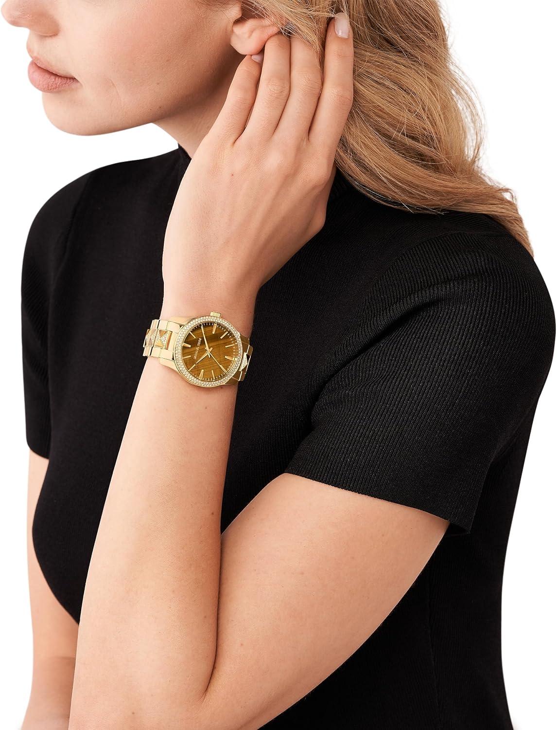 imageMichael Kors Runway Womens Watch Stainless Steel Watch for Women with Steel Ceramic or Silicone BandGoldYellow
