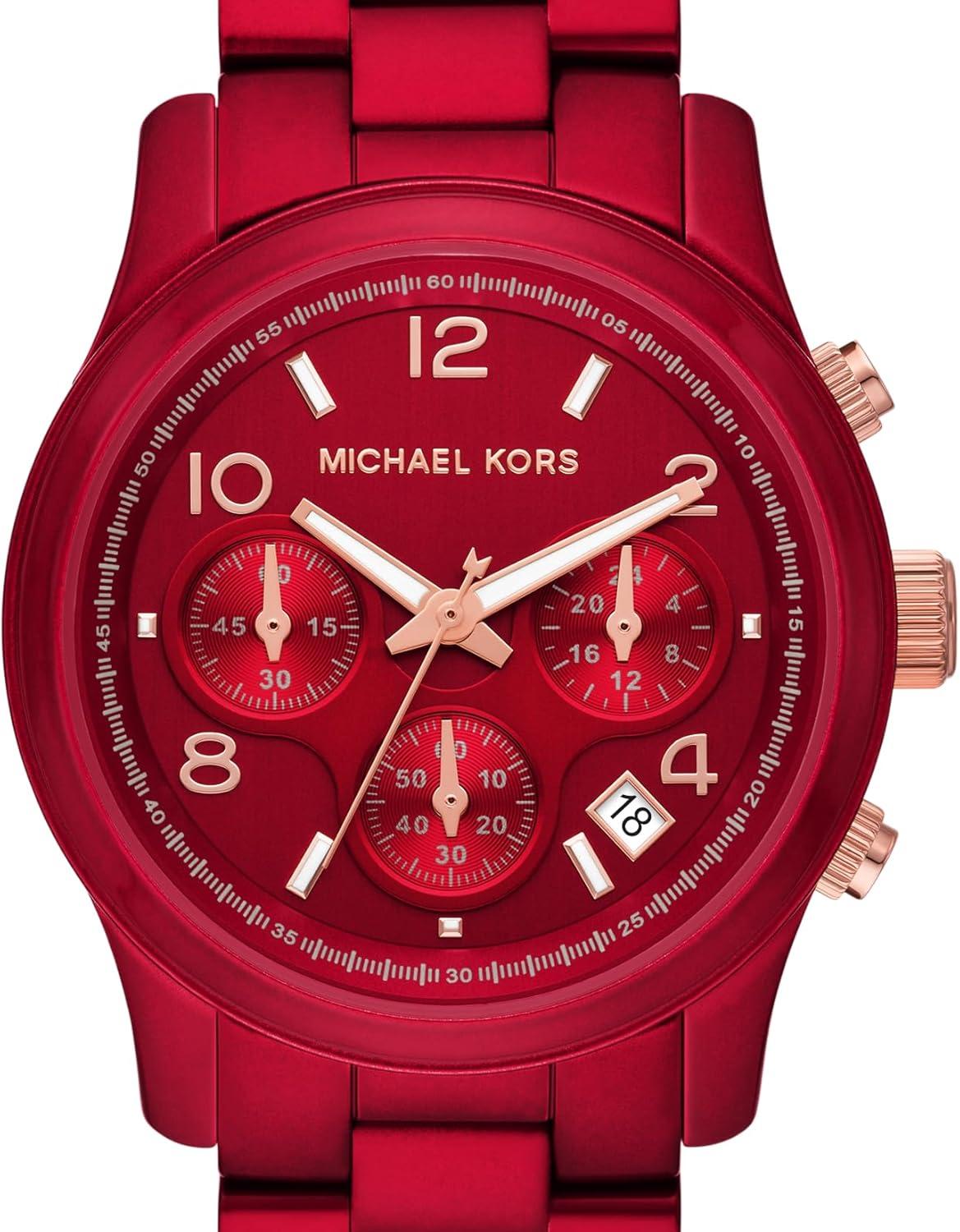 imageMichael Kors Runway Womens Watch Stainless Steel Watch for Women with Steel Ceramic or Silicone BandRed