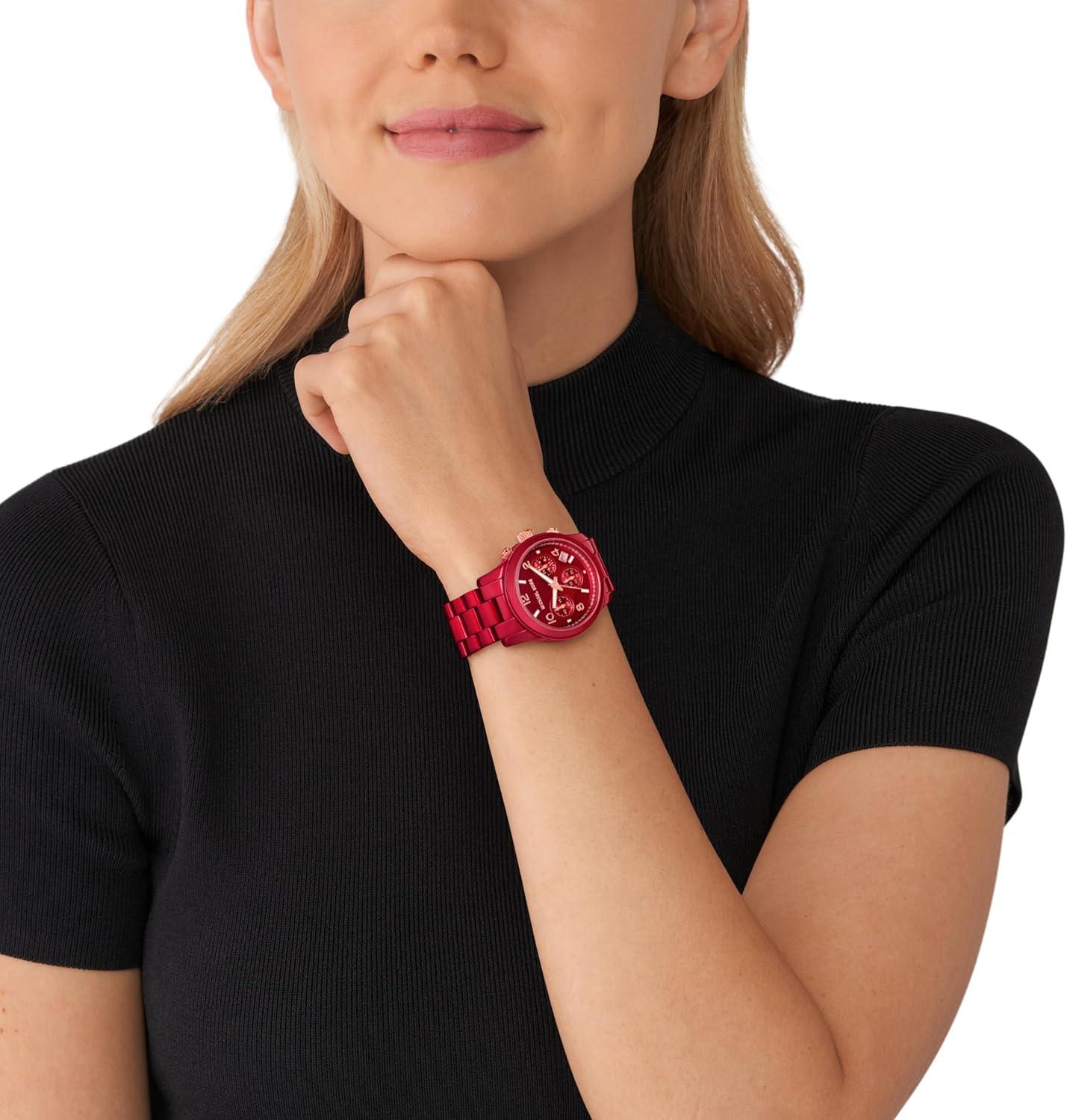 imageMichael Kors Runway Womens Watch Stainless Steel Watch for Women with Steel Ceramic or Silicone BandRed