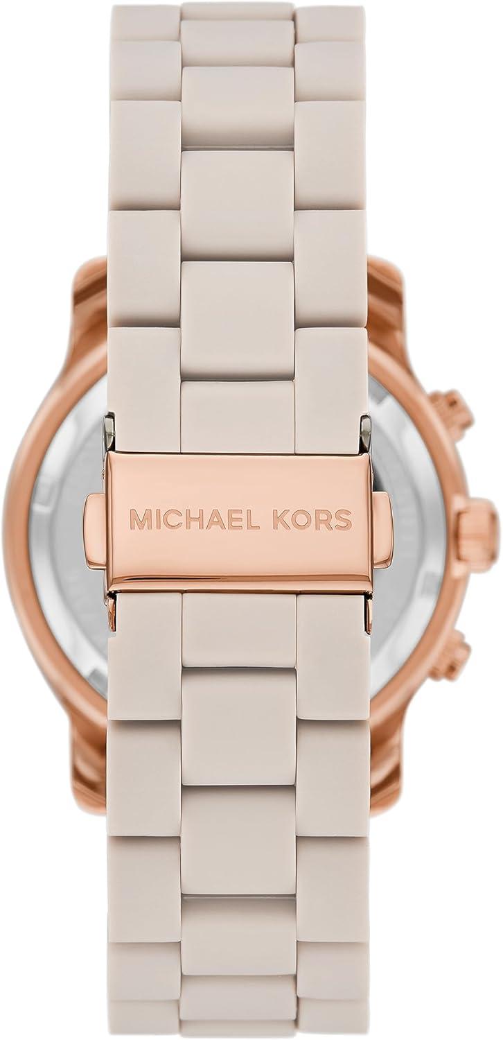imageMichael Kors Runway Womens Watch Stainless Steel Watch for Women with Steel Ceramic or Silicone BandRose GoldBeige