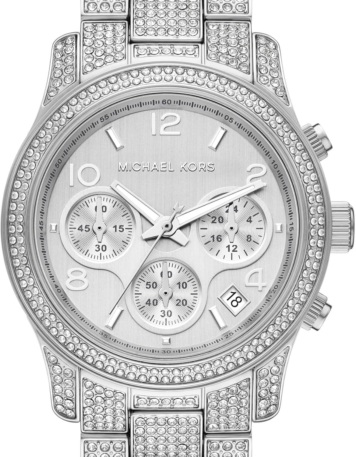 imageMichael Kors Runway Womens Watch Stainless Steel Watch for Women with Steel Ceramic or Silicone BandSilver Pav