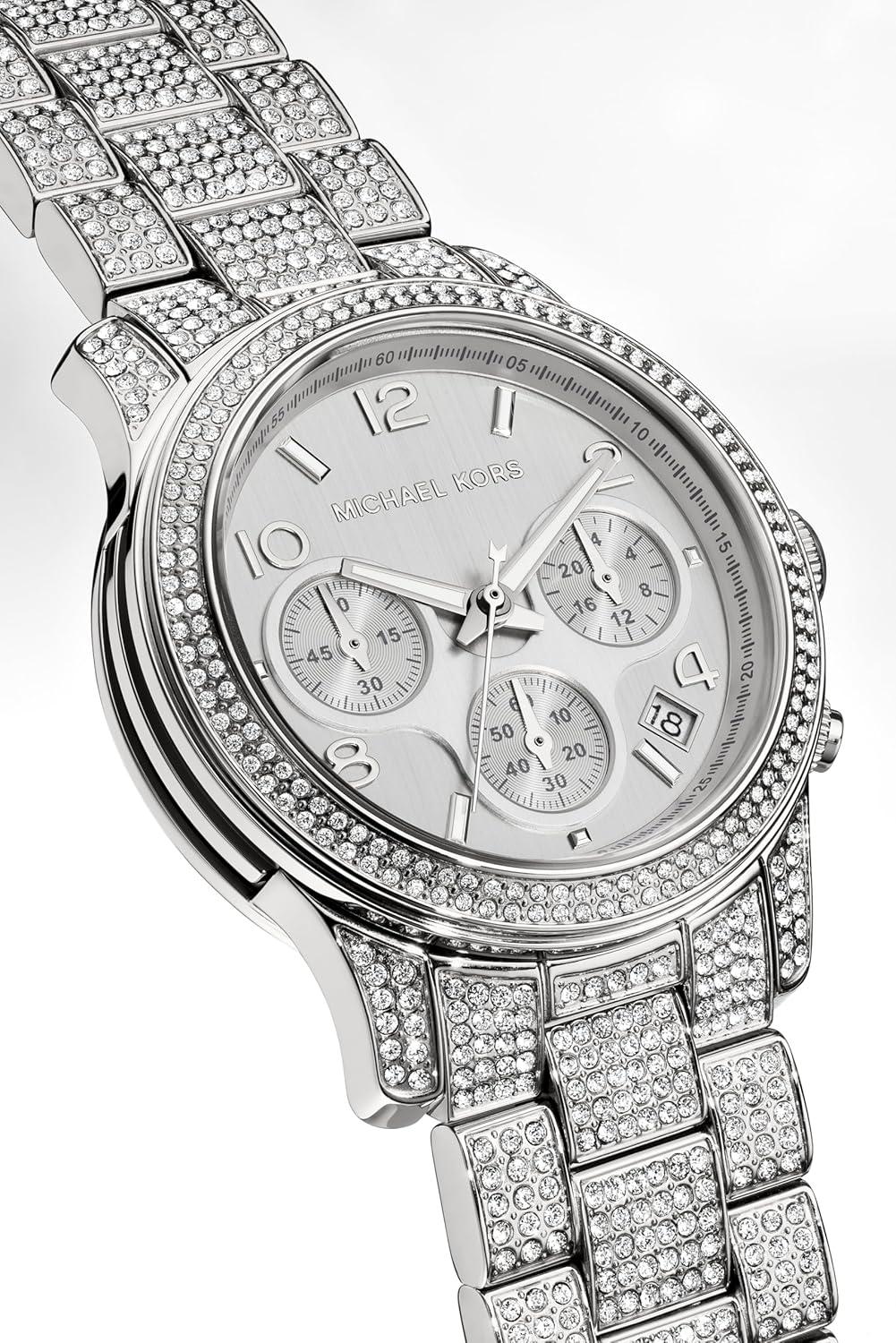 imageMichael Kors Runway Womens Watch Stainless Steel Watch for Women with Steel Ceramic or Silicone BandSilver Pav