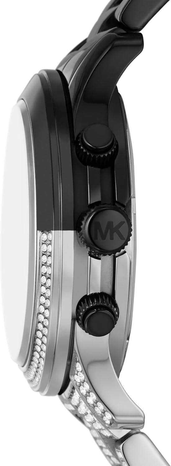 imageMichael Kors Runway Womens Watch Stainless Steel Watch for Women with Steel Ceramic or Silicone BandSilverBlack