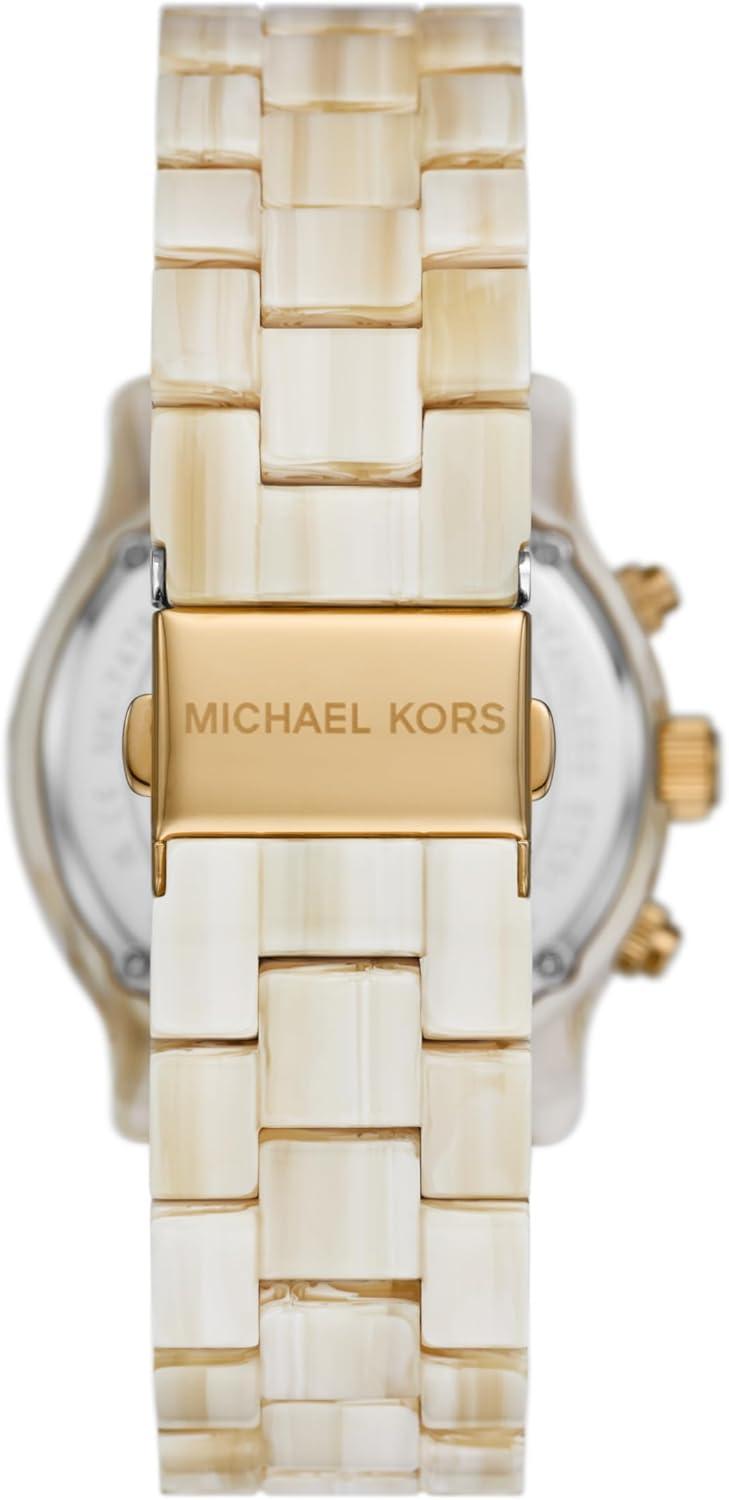 imageMichael Kors Runway Womens Watch Stainless Steel Watch for Women with Steel Ceramic or Silicone BandWhite Acetate
