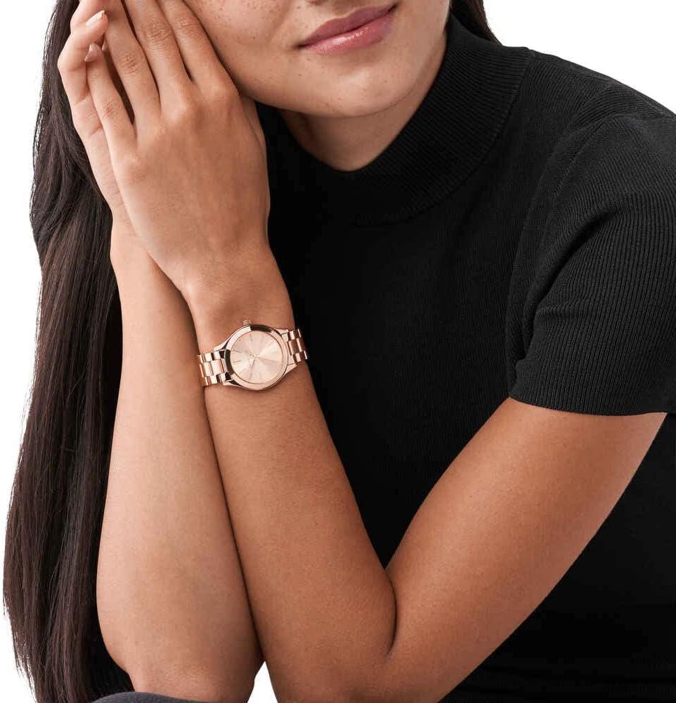 imageMichael Kors Slim Runway Womens Watch Stainless Steel Bracelet Watch for Women33MM Rose Gold