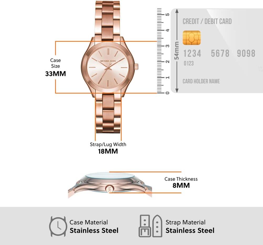imageMichael Kors Slim Runway Womens Watch Stainless Steel Bracelet Watch for Women33MM Rose Gold