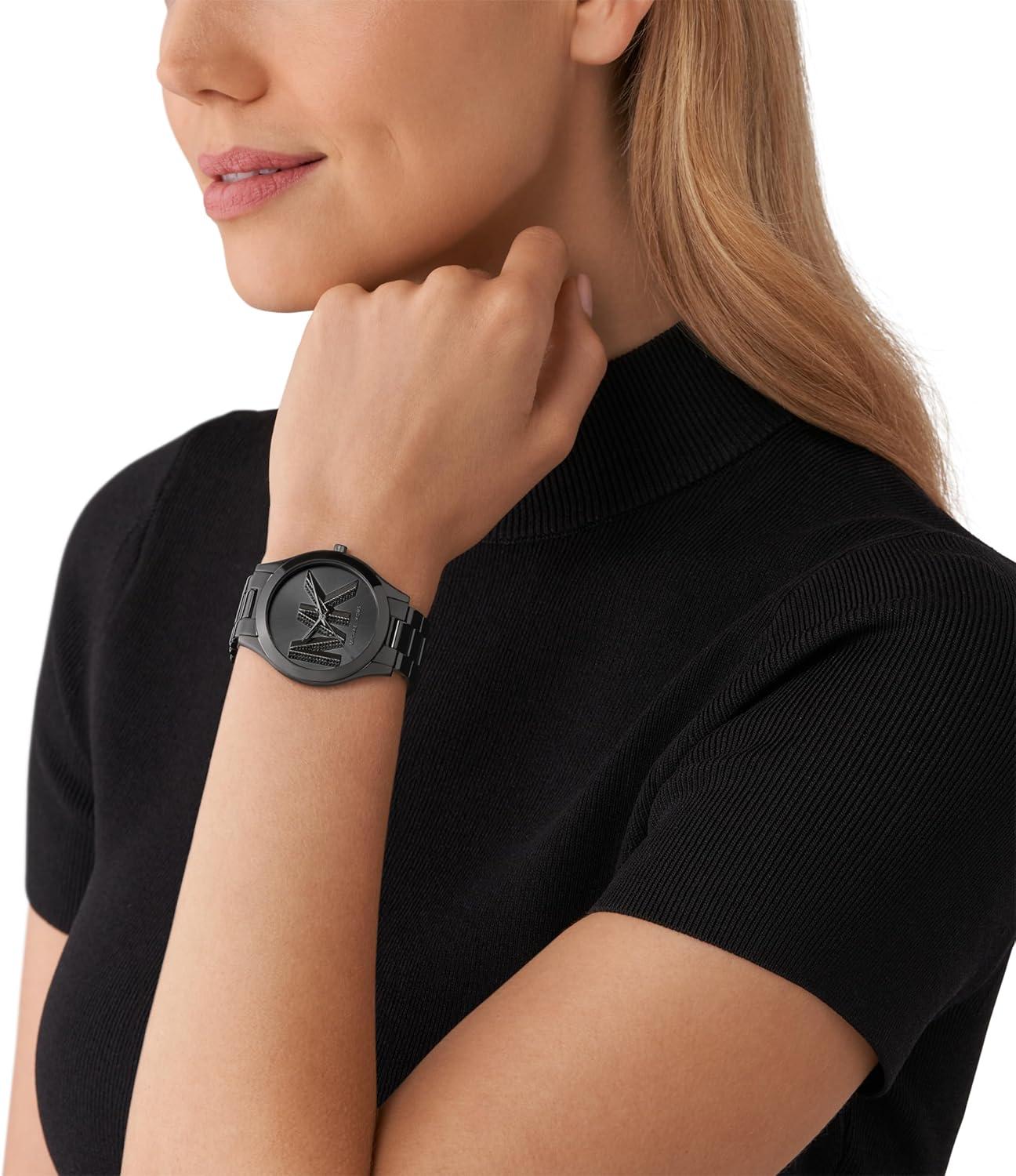 imageMichael Kors Slim Runway Womens Watch Stainless Steel Bracelet Watch for WomenBlack Logo