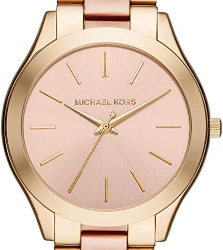 imageMichael Kors Slim Runway Womens Watch Stainless Steel Bracelet Watch for WomenGoldPink