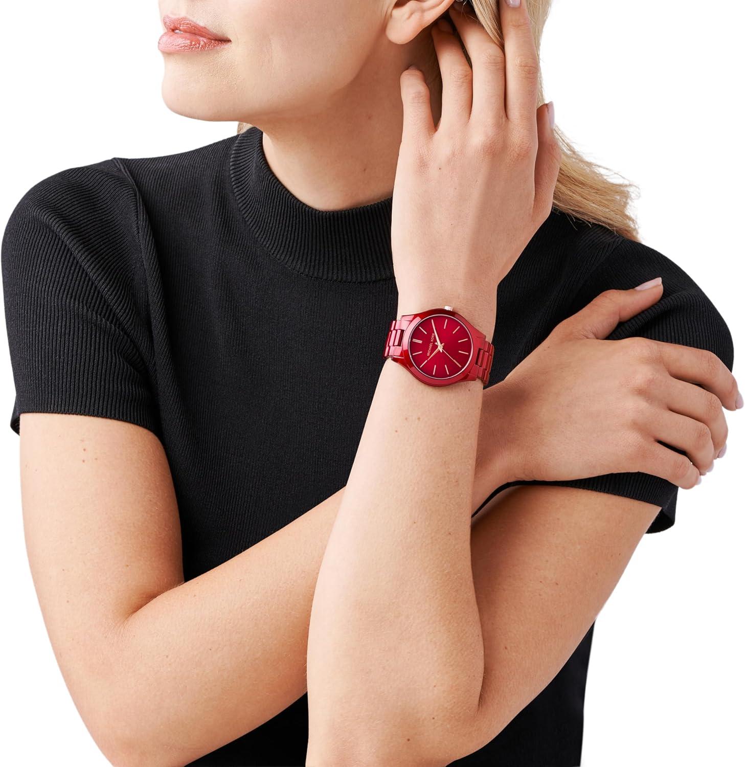 imageMichael Kors Slim Runway Womens Watch Stainless Steel Bracelet Watch for WomenRed Sunray