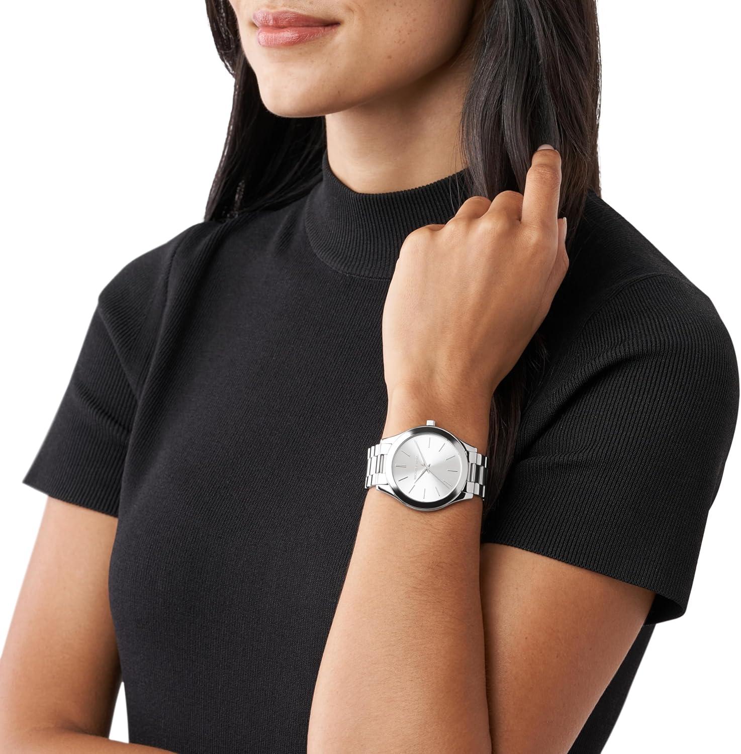 imageMichael Kors Slim Runway Womens Watch Stainless Steel Bracelet Watch for WomenSilver Sunray