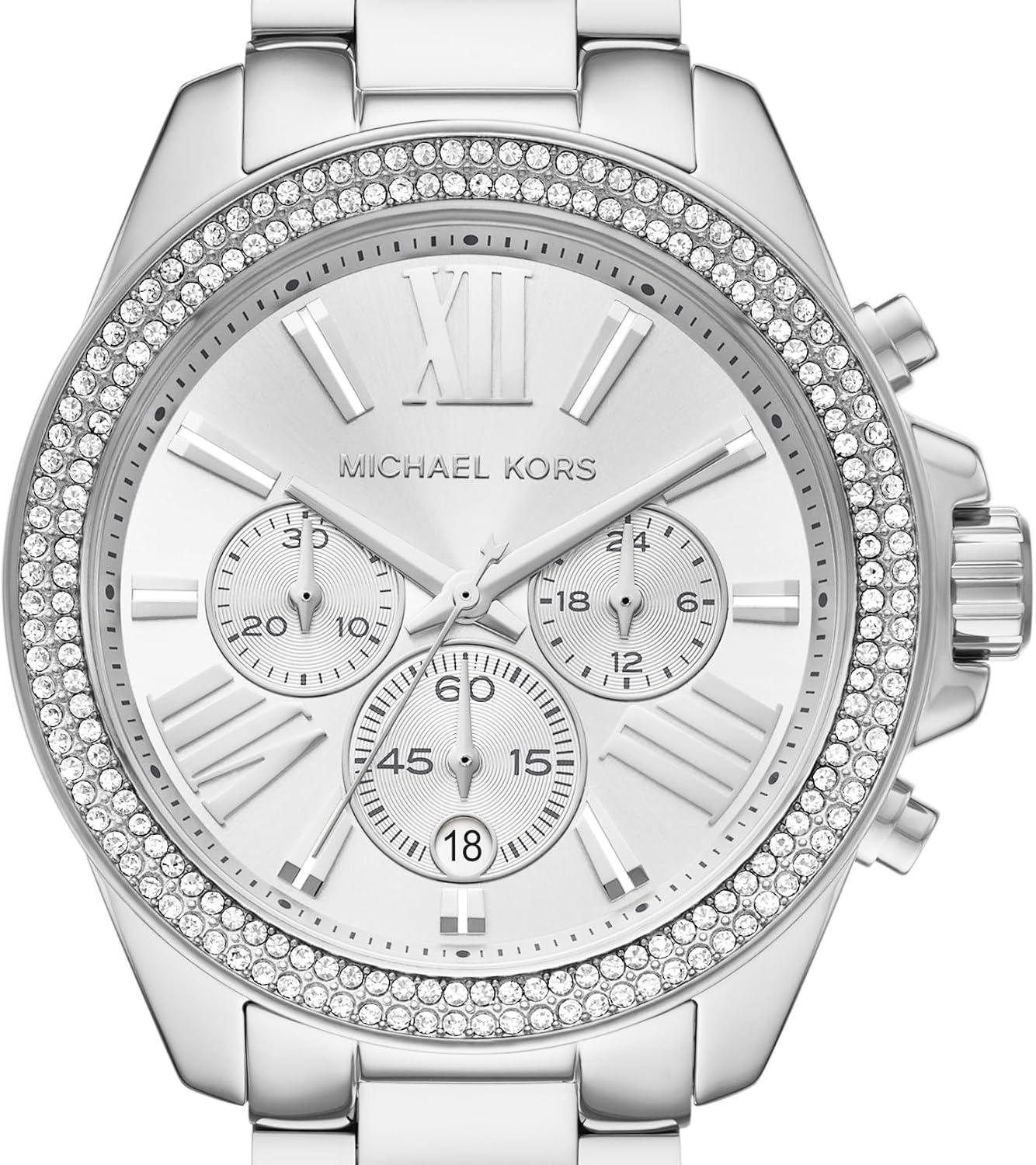 imageMichael Kors Wren Womens Watch Stainless Steel and Pav Crystal Watch for WomenSilver Pave Bezel