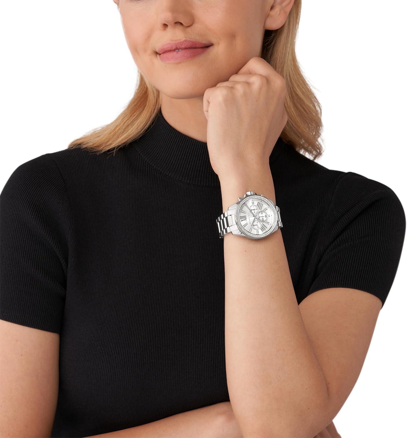 imageMichael Kors Wren Womens Watch Stainless Steel and Pav Crystal Watch for WomenSilver Pave Bezel