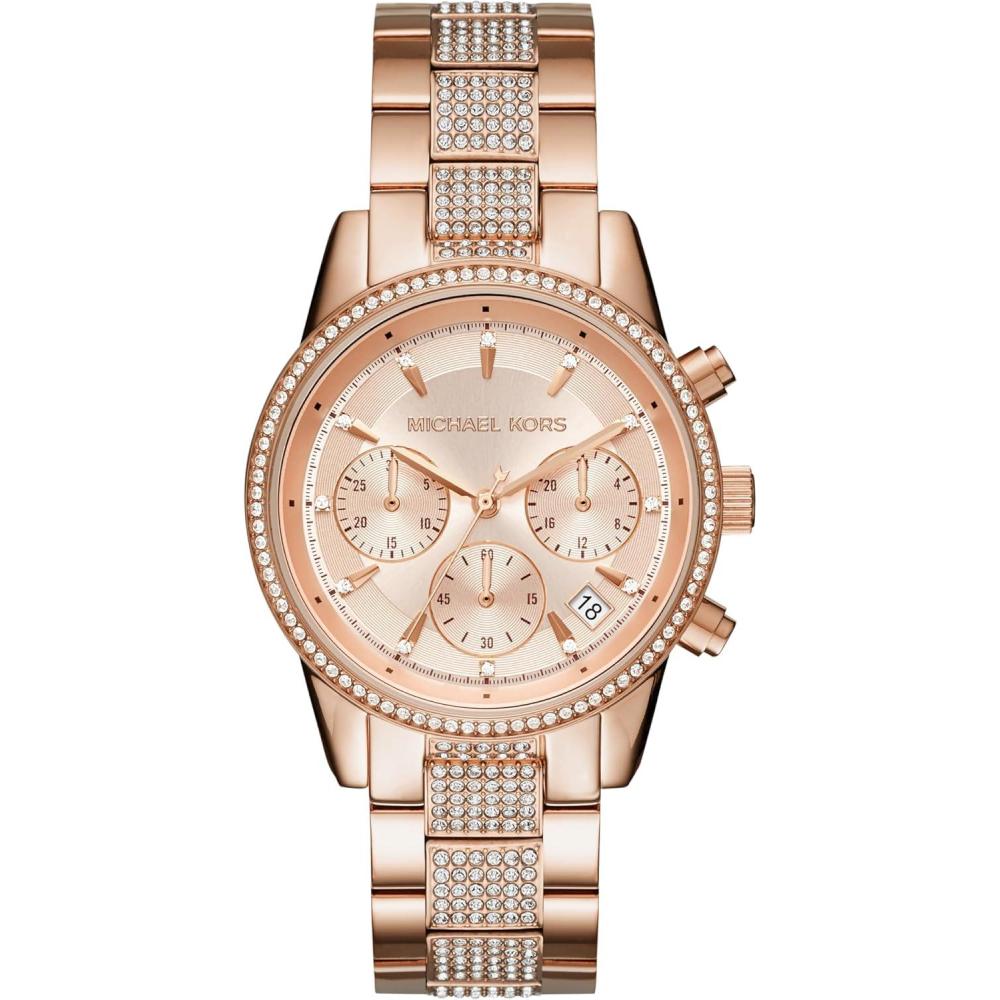 imageMichael Kors Ritz Womens Watch Stainless Steel and Pav Crystal Watch for WomenRose Gold