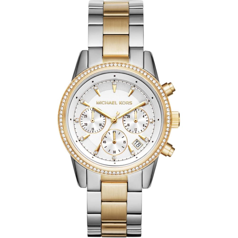 imageMichael Kors Ritz Womens Watch Stainless Steel and Pav Crystal Watch for WomenSilverGold