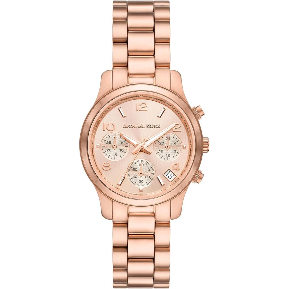 imageMichael Kors Runway Womens Watch Stainless Steel Watch for Women with Steel Ceramic or Silicone Band34MM Rose Gold