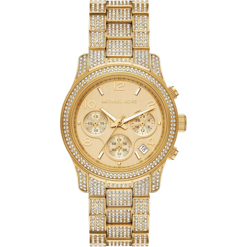 imageMichael Kors Runway Womens Watch Stainless Steel Watch for Women with Steel Ceramic or Silicone BandGold Pav