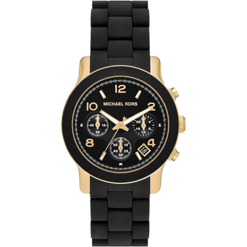 imageMichael Kors Runway Womens Watch Stainless Steel Watch for Women with Steel Ceramic or Silicone BandGoldBlack
