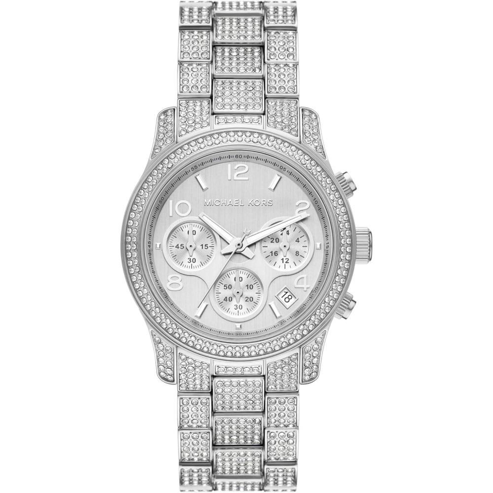 imageMichael Kors Runway Womens Watch Stainless Steel Watch for Women with Steel Ceramic or Silicone BandSilver Pav