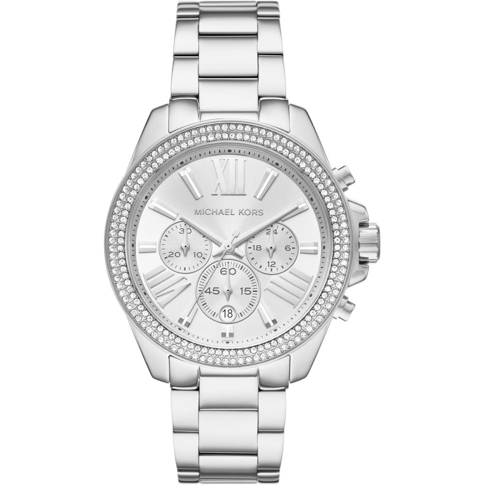 imageMichael Kors Wren Womens Watch Stainless Steel and Pav Crystal Watch for WomenSilver Pave Bezel