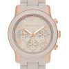 imageMichael Kors Runway Womens Watch Stainless Steel Watch for Women with Steel Ceramic or Silicone BandRose GoldBeige