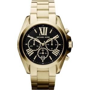 imageMichael Kors Bradshaw Womens Watch Stainless Steel Chronograph Watch for Women with Steel or Leather BandGoldBlack Dial
