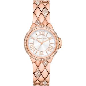 imageMichael Kors Mini Camille Womens Watch Stainless Steel Watch for Women with Steel or Leather BandRose Gold Pave Quilt