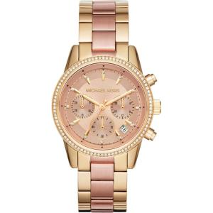 imageMichael Kors Ritz Womens Watch Stainless Steel and Pav Crystal Watch for WomenGoldPink