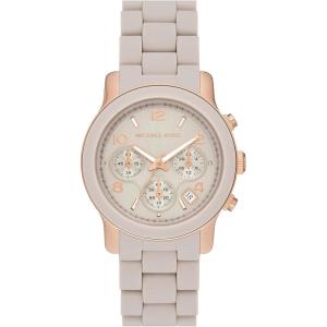 imageMichael Kors Runway Womens Watch Stainless Steel Watch for Women with Steel Ceramic or Silicone BandRose GoldBeige