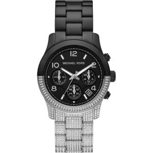 imageMichael Kors Runway Womens Watch Stainless Steel Watch for Women with Steel Ceramic or Silicone BandSilverBlack