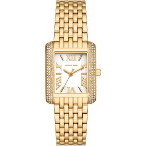 imageMichael Kors Emery Womens Watch Rectangular Stainless Steel Watch for Women with Steel or Leather BandGoldWhite Dial