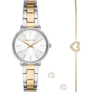 imageMichael Kors Pyper Womens Watch Stainless Steel Watch for Women with Steel Leather or Silicone BandTwo Tone BraceletEarring Set