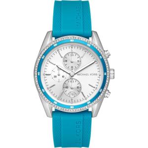 imageMichael Kors Hadyn Womens Watch Stainless Steel Watch for Women with Silicone BandSilverBlue