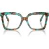 imageMichael Kors Womens Mk4119u Nassau Universal Fit Square Prescription Eyewear FramesTeal Graphic TortoiseDemo Lens