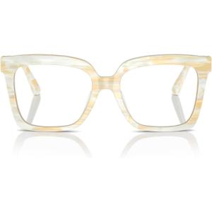 imageMichael Kors Womens Mk4119f Nassau Low Bridge Fit Square Prescription Eyewear FramesIvory HornDemo Lens