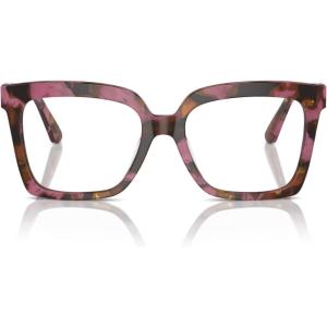 imageMichael Kors Womens Mk4119u Nassau Universal Fit Square Prescription Eyewear FramesPlum Graphic TortoiseDemo Lens