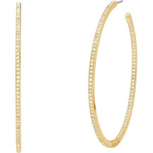 imageMichael Kors Womens 14K GoldPlated Inside Outside Pav Hoop Earrings
