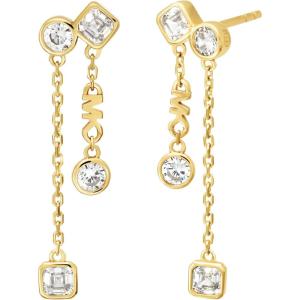 imageMichael Kors Womens 14k GoldPlated Sterling Silver Cz Halo StudsGold Pav Double Drop
