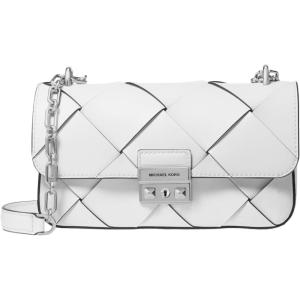 imageMichael Kors Tribeca Small Convertible Chain Shoulder BagSilvertone HardwareWoven LeatherOptic White