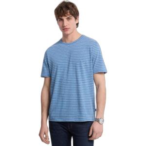 imageMichael Kors Mens Short Sleeve Linen Cotton Stripe TeeSteel Blue