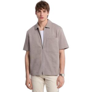 imageMichael Kors Mens Double Knit Full Zip ShirtChestnut Heather