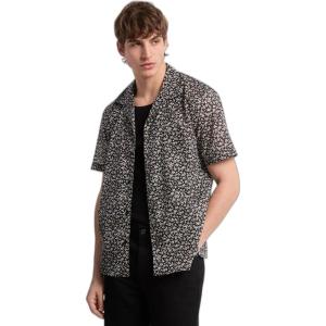 imageMichael Kors Mens Short Sleeve Curved Hem Floral Camp ShirtChestnut